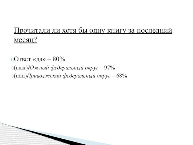 Прочитали ли хотя бы одну книгу за последний месяц? Ответ «да» –