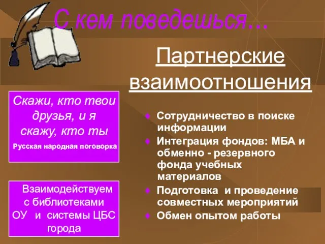 С кем поведешься... ♦ Сотрудничество в поиске информации ♦ Интеграция фондов: МБА