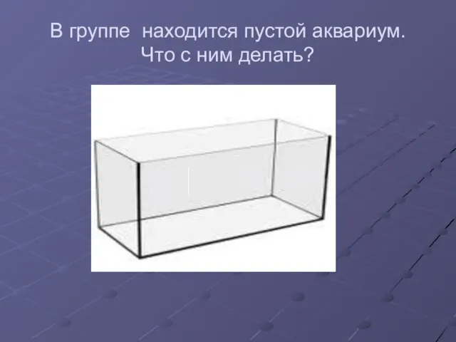 В группе находится пустой аквариум. Что с ним делать?