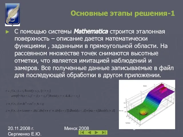 20.11.2008 г. Сергиенко Е.Ю. каф. ИПМОАП БГУ Минск 2008 Основные этапы решения-1