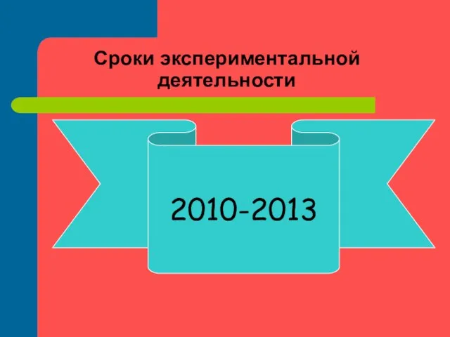 Сроки экспериментальной деятельности 2010-2013 2010-2013