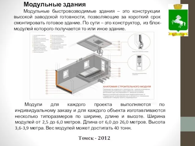Томск - 2012 Модульные здания Модульные быстровозводимые здания – это конструкции высокой