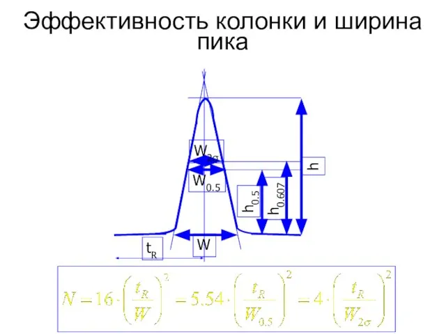 Эффективность колонки и ширина пика tR