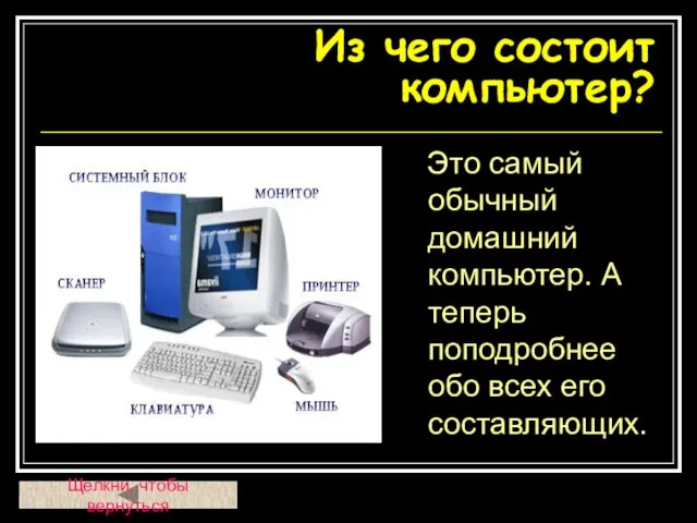 Из чего состоит компьютер? Это самый обычный домашний компьютер. А теперь поподробнее