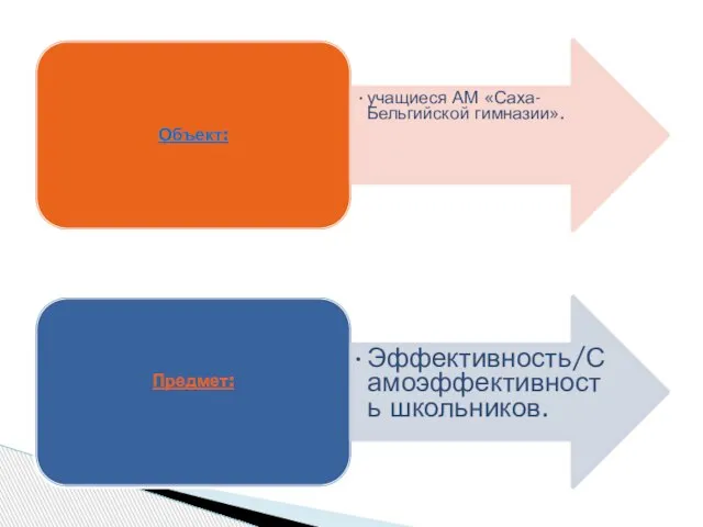 Объект: учащиеся АМ «Саха-Бельгийской гимназии». Предмет: Эффективность/Самоэффективность школьников.