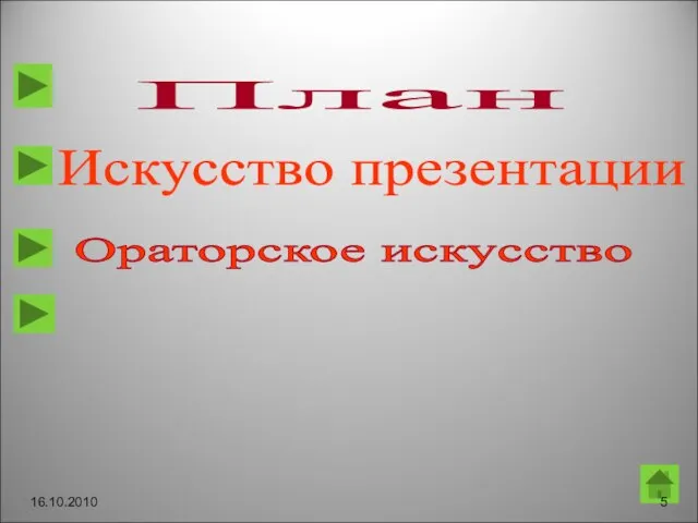 План Искусство презентации Ораторское искусство Практикум «Обоснование актуальности темы исследования» 16.10.2010