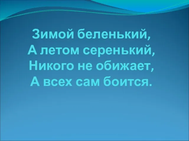 Зимой беленький, А летом серенький, Никого не обижает, А всех сам боится.