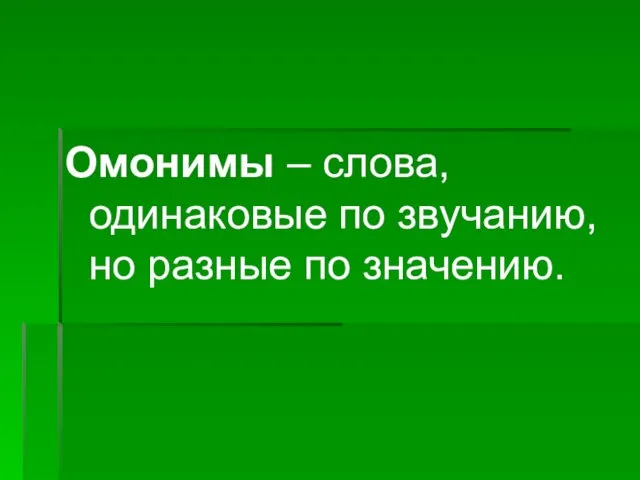 Омонимы – слова, одинаковые по звучанию, но разные по значению.