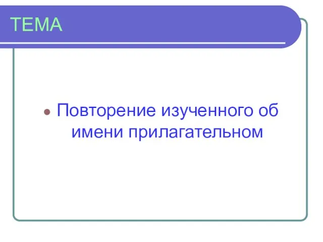 ТЕМА Повторение изученного об имени прилагательном