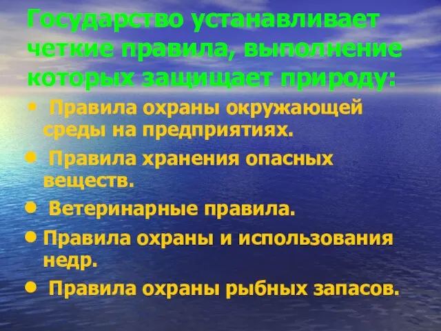 Государство устанавливает четкие правила, выполнение которых защищает природу: Правила охраны окружающей среды