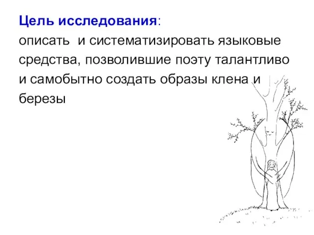 Цель исследования: описать и систематизировать языковые средства, позволившие поэту талантливо и самобытно