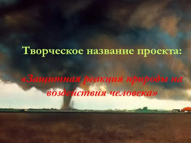 Творческое название проекта: «Защитная реакция природы на воздействия человека»