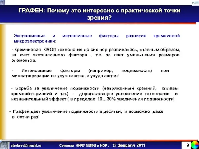 ГРАФЕН: Почему это интересно с практической точки зрения? - Интенсивные факторы (например,