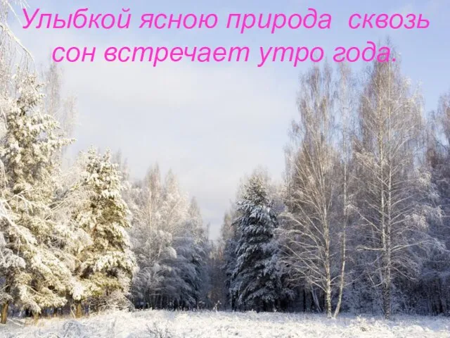 Улыбкой ясною природа сквозь сон встречает утро года. Улыбкой ясною природа сквозь сон встречает утро года.