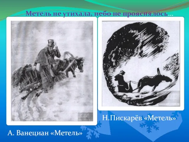 Метель не утихала, небо не прояснялось… А. Ванециан «Метель» Н.Пискарёв «Метель»