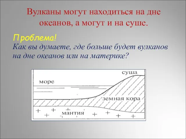 Вулканы могут находиться на дне океанов, а могут и на суше. Проблема!