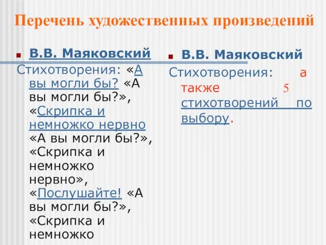 В.В. Маяковский Стихотворения: «А вы могли бы? «А вы могли бы?», «Скрипка