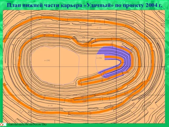 План нижней части карьера «Удачный» по проекту 2004 г.