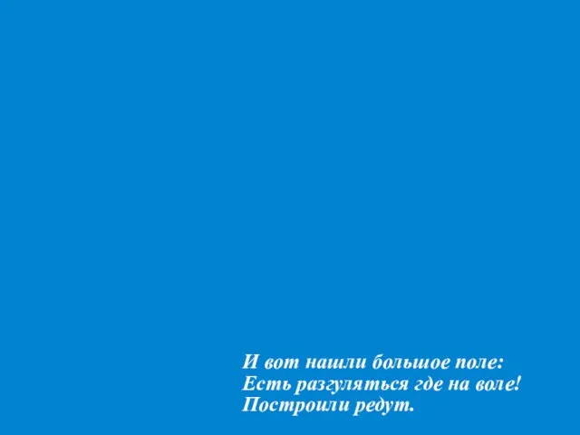 И вот нашли большое поле: Есть разгуляться где на воле! Построили редут.