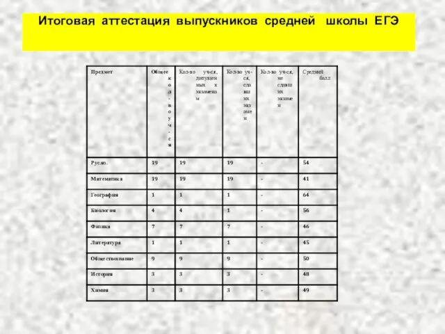 Итоговая аттестация выпускников средней школы ЕГЭ