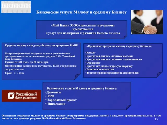 «Кредитные продукты малому и среднему бизнесу»: Кредит Кредитная линия с лимитом выдачи