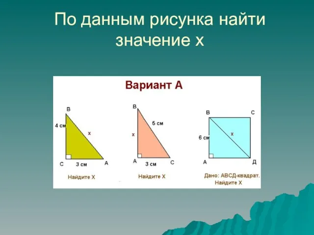 По данным рисунка найти значение х