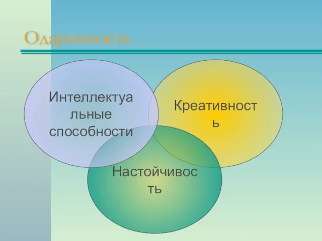 Одаренность Креативность Настойчивость Интеллектуальные способности