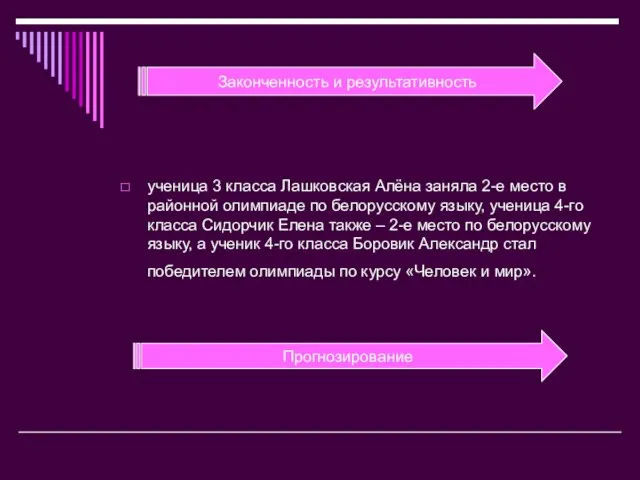 Законченность и результативность ученица 3 класса Лашковская Алёна заняла 2-е место в