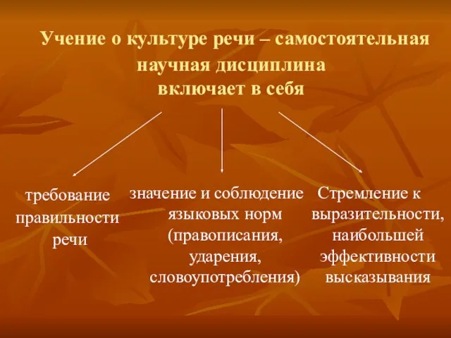 Учение о культуре речи – самостоятельная научная дисциплина включает в себя Стремление