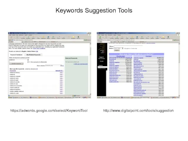 Keywords Suggestion Tools https://adwords.google.com/select/KeywordTool http://www.digitalpoint.com/tools/suggestion