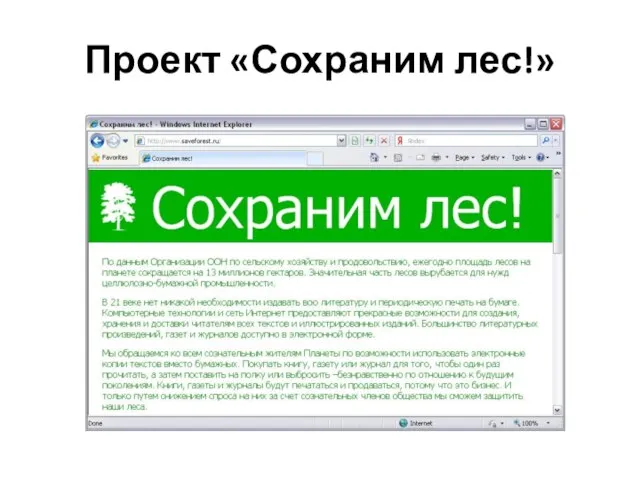 Проект «Сохраним лес!»