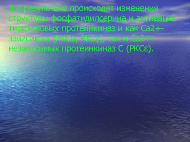 2.В результате происходят изменения структуры фосфатидилсерина и активация тирозиновых протеинкиназ и как