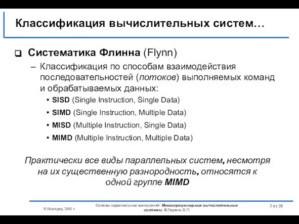 Н.Новгород, 2008 г. Основы параллельных вычислений: Многопроцессорные вычислительные системы © Гергель В.П.