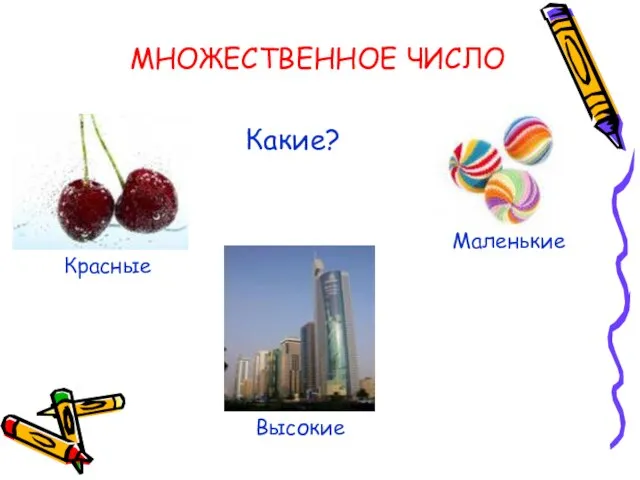 МНОЖЕСТВЕННОЕ ЧИСЛО Какие? Красные Высокие Маленькие