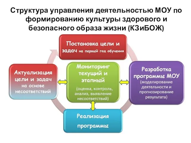 Структура управления деятельностью МОУ по формированию культуры здорового и безопасного образа жизни (КЗиБОЖ)