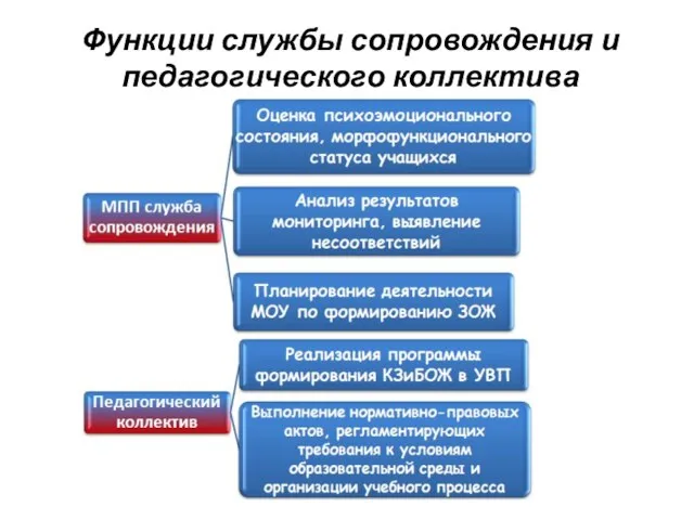 Функции службы сопровождения и педагогического коллектива