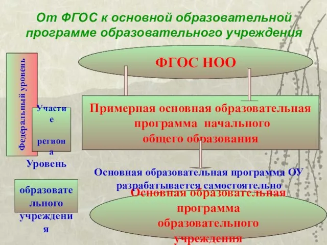 От ФГОС к основной образовательной программе образовательного учреждения ФГОС НОО Примерная основная