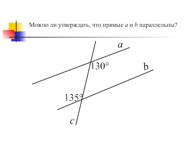 Можно ли утверждать, что прямые a и b параллельны? a b c