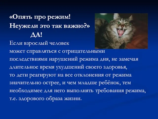 «Опять про режим! Неужели это так важно?» ДА! Если взрослый человек может