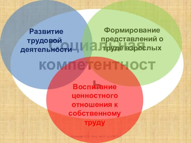 Социальная компетентность Ушакова Н.В. стар. восп. д/с №712 Развитие трудовой деятельности Формирование