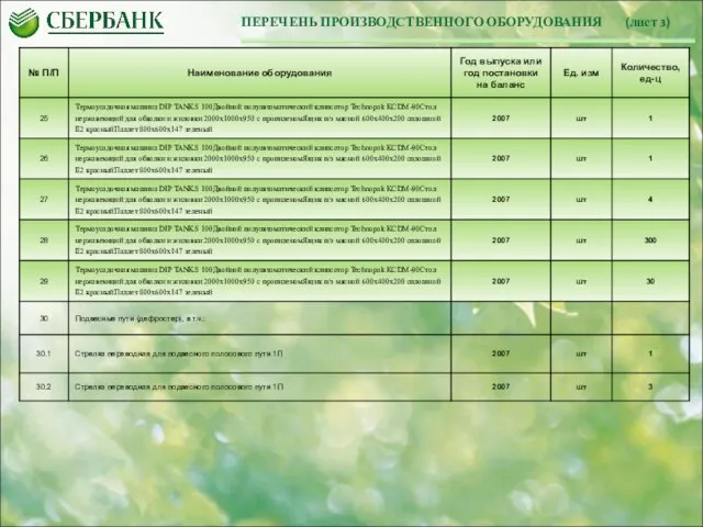 ПЕРЕЧЕНЬ ПРОИЗВОДСТВЕННОГО ОБОРУДОВАНИЯ (лист 3)