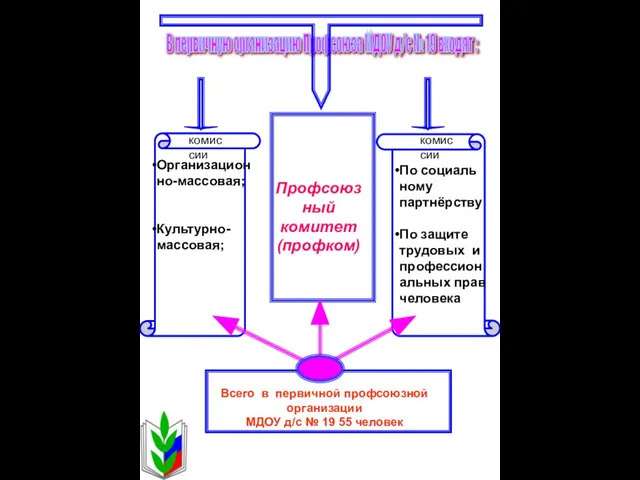 В первичную организацию Профсоюза МДОУ д/с № 19 входят : Всего в