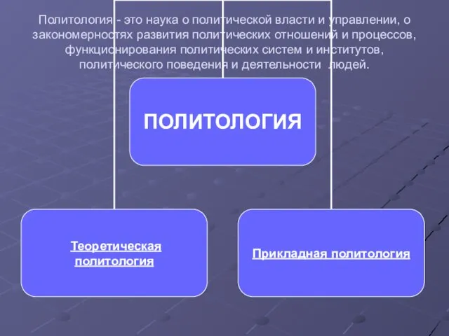 Политология - это наука о политической власти и управлении, о закономерностях развития