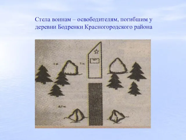 Стела воинам – освободителям, погибшим у деревни Бодренки Красногородского района