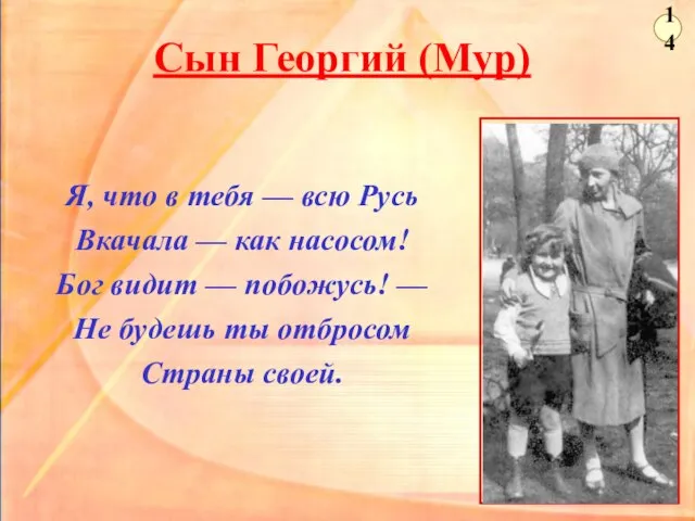 Сын Георгий (Мур) Я, что в тебя — всю Русь Вкачала —