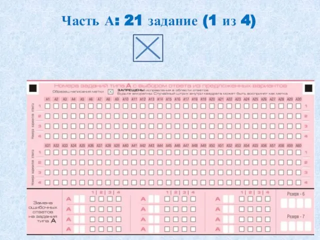 Часть А: 21 задание (1 из 4)