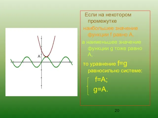 Если на некотором промежутке наибольшее значение функции f равно А, а наименьшее