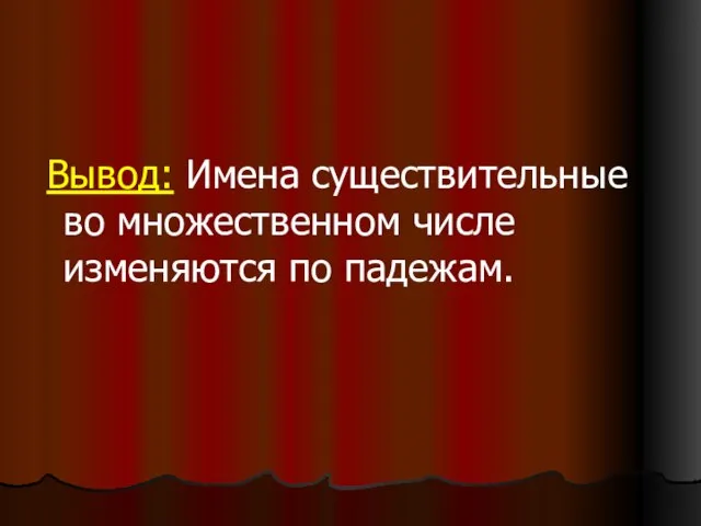 Вывод: Имена существительные во множественном числе изменяются по падежам.