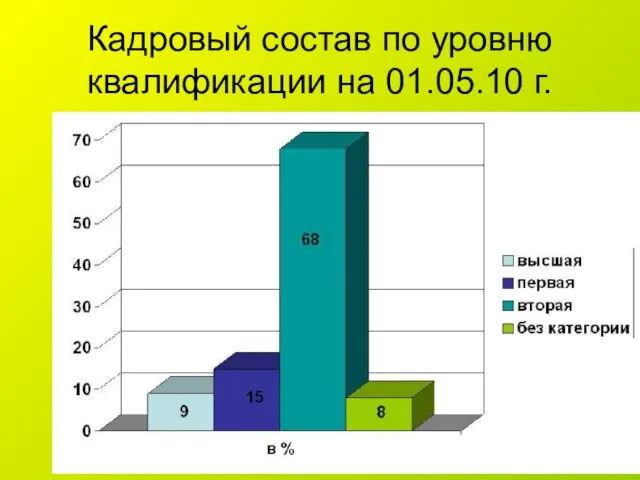 Кадровый состав по уровню квалификации на 01.05.10 г.