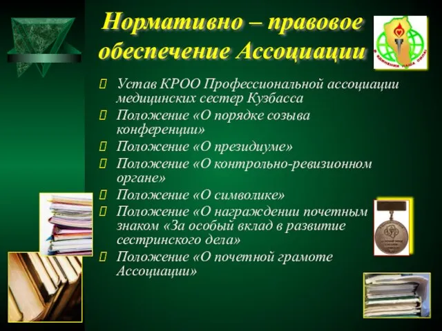 Нормативно – правовое обеспечение Ассоциации Устав КРОО Профессиональной ассоциации медицинских сестер Кузбасса